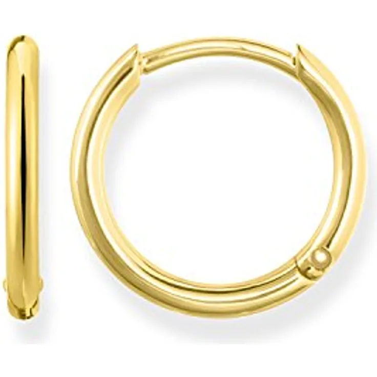 Thomas Sabo Creolen CR608-413-12, 925er Silber mit hochwertiger Gelbgold-Vergoldung, 1,5 cm Länge, Clipverschluss