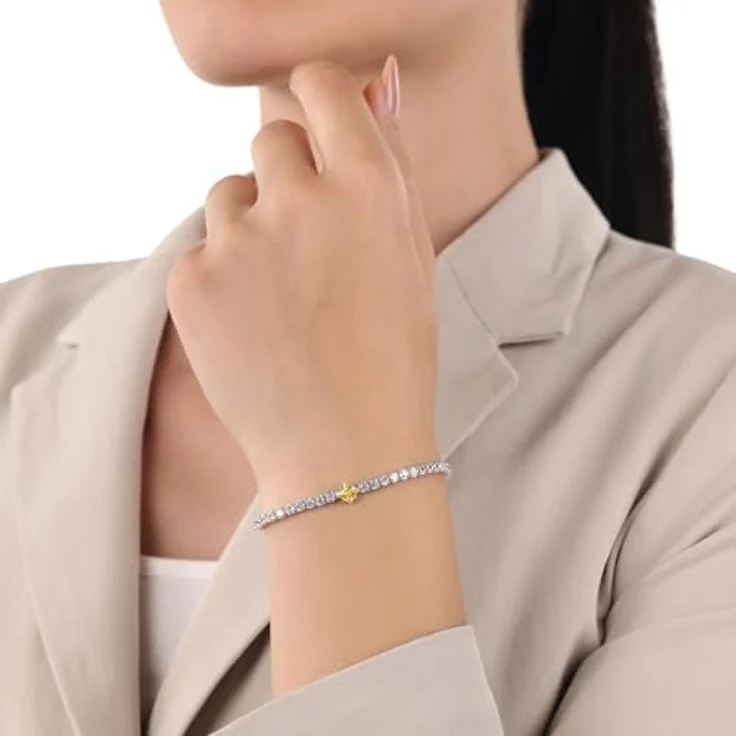Amor Armband 925 Sterling Silber mit Zirkonia, 17+4 cm, Gold, in Schmuck Geschenk Box, 2039100 – Bild 2