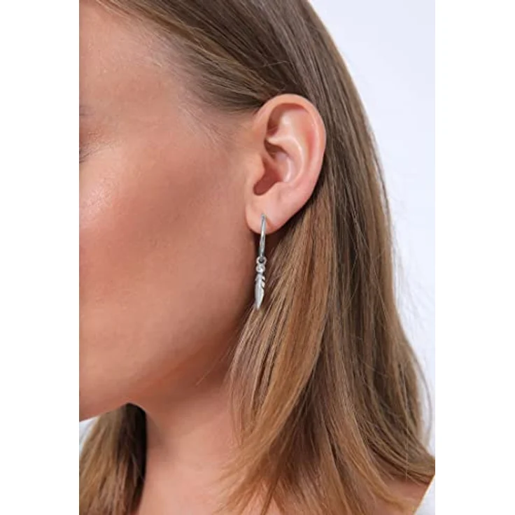 Elli Creolen Silber 925 Feder-Ohrringe mit 0,1ct Kristallen, durchmesser 20mm, handgefertigt – Bild 5