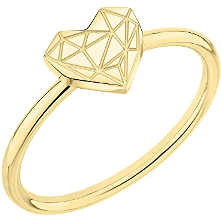 LIEBESKIND Fingerring Broken Heart, Edelstahl IP Gold, Größe 52 mm, grafisches Design – Bild 1