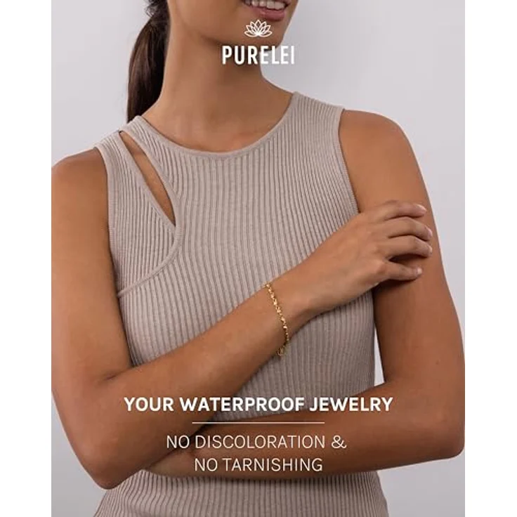 Purelei Polite Armband Silber, Wasserfestes Damen Armband aus Edelstahl mit Edelsteinen, verstellbar von 16-19 cm, Geschenkidee für Frauen – Bild 4
