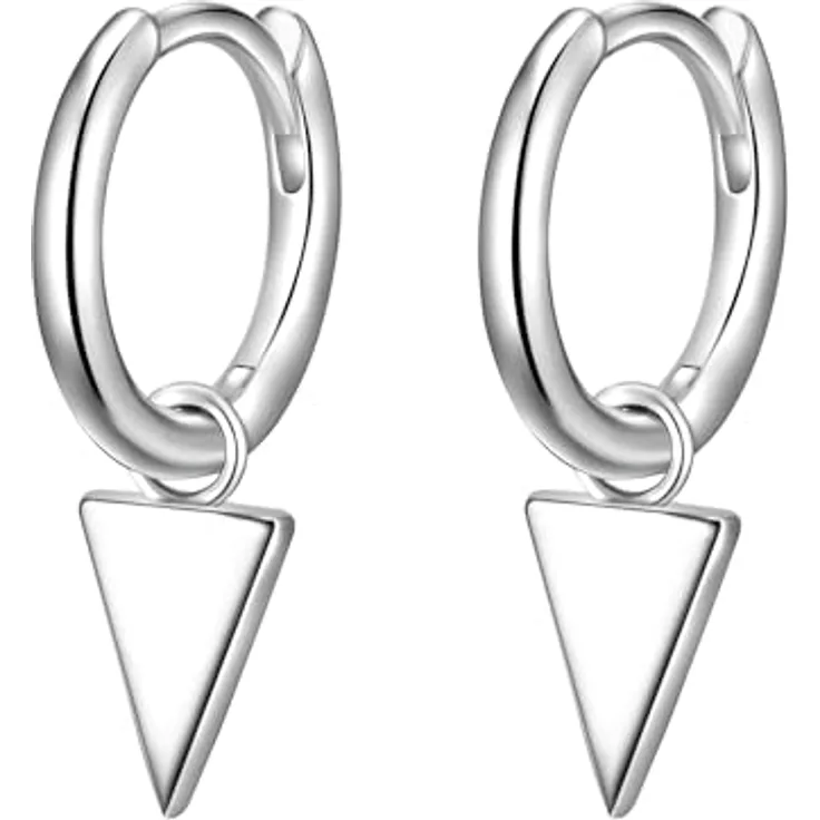 Glanzstücke München Damen-Ohrcreolen Dreieck, hängend aus rhodiniertem Sterling Silber 925, hochglanzpoliert, geometrisches Design