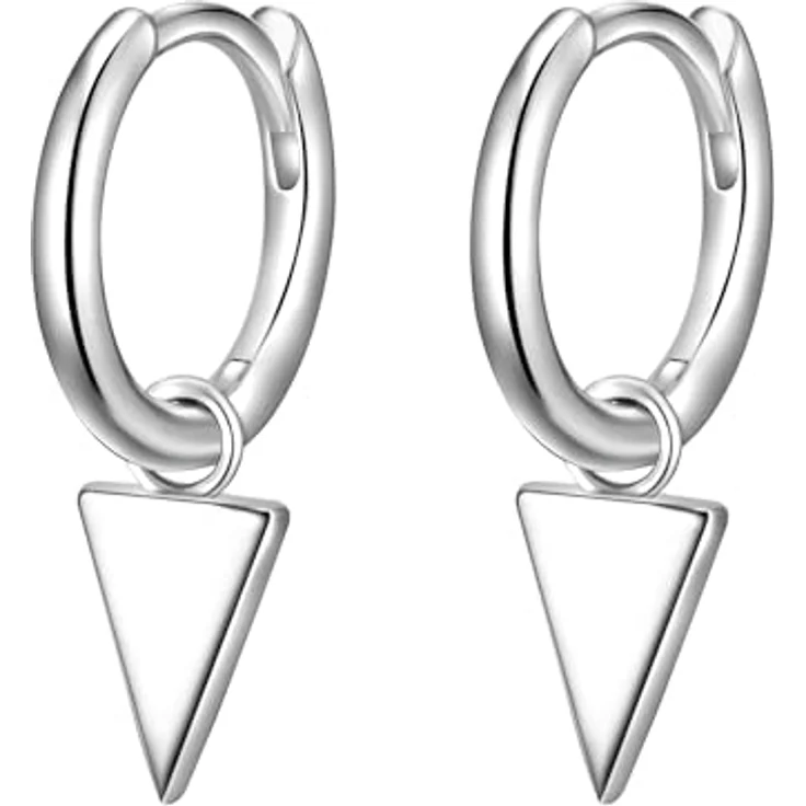 Glanzstücke München Damen-Ohrcreolen Dreieck, hängend aus rhodiniertem Sterling Silber 925, hochglanzpoliert, geometrisches Design – Bild 1