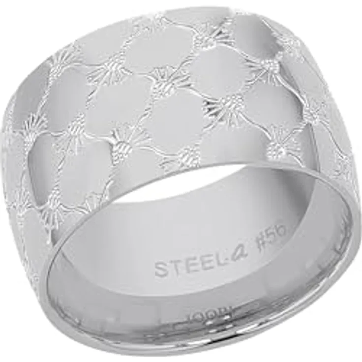 JOOP! Damenring aus Edelstahl, Silber, 12 mm Breite mit Blumen-Rapport, kommt in Schmuck Geschenk Box