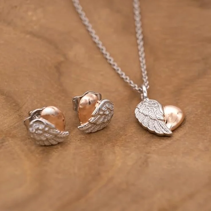 Engelsrufer Damen Charm Anhänger With Love, Bicolor Herzflügel aus 925 Sterling Silber mit Zirkonia, Karabinerverschluss, nickelfrei und allergikerfreundlich – Bild 4