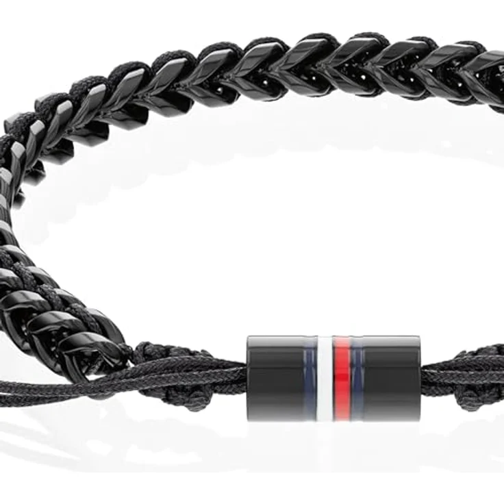 Tommy Hilfiger Jewelry Kordelarmband für Herren, geflochtenes Nylonarmband in Schwarz mit Edelstahlverschluss, verstellbar von 18,5 cm bis 19,5 cm – Bild 2