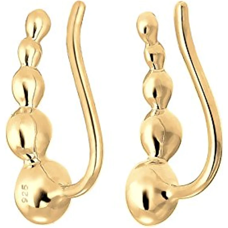Elli Earcuffs Silber 925 Vergoldet 24K, Ohrmanschetten Damen Ohrringe mit Kristallen 0.015ct, 0.06ct, 0.1ct, 0.24ct, Länge 17.5mm – Bild 5