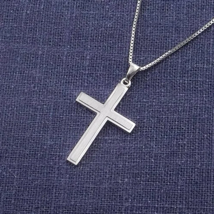 trendor Herren-Halskette mit Kreuz 925 Silber, rhodinierte 21 mm Venezianerkette, 50 cm, inklusive Geschenkbox und Mikrofaser-Pflegetuch, langlebiger Halsschmuck – Bild 3