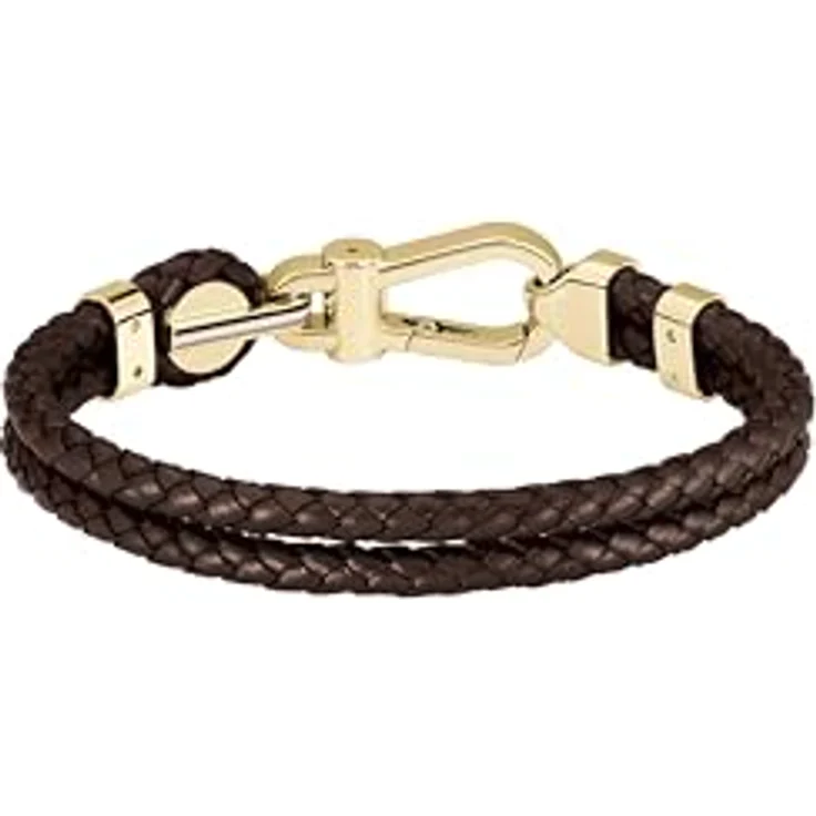 BOSS Jewelry Armband ARES PRIME, Herren-Armband aus braunem geflochtenem Leder mit goldfarbenem Edelstahlkarabiner, 190 mm Umfang – Bild 2