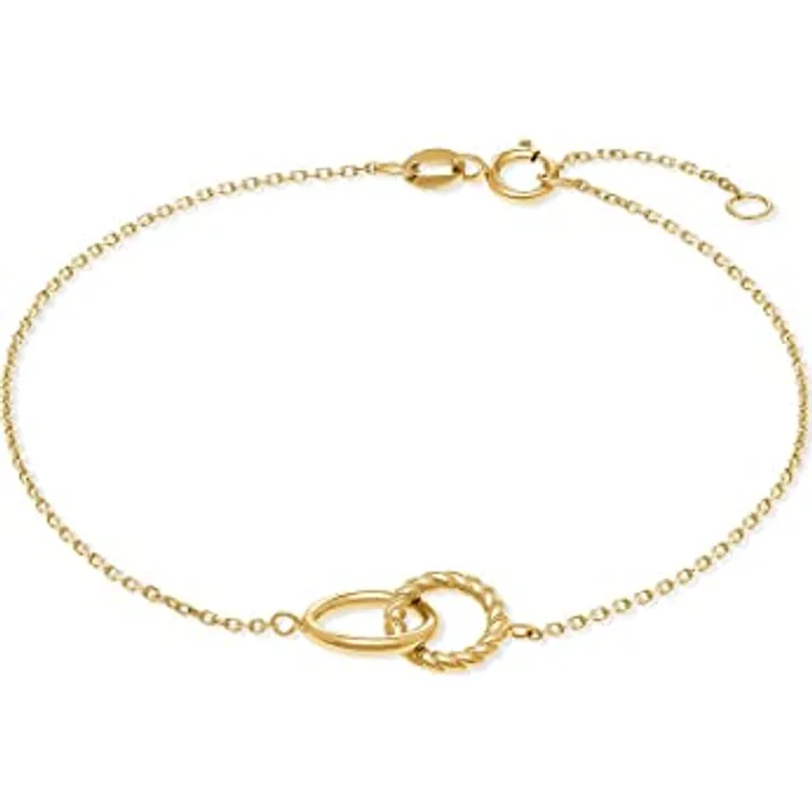 FAVS Damen-Armband 375er Gelbgold, 19 cm Länge, vielseitig kombinierbar, Geschenkbox