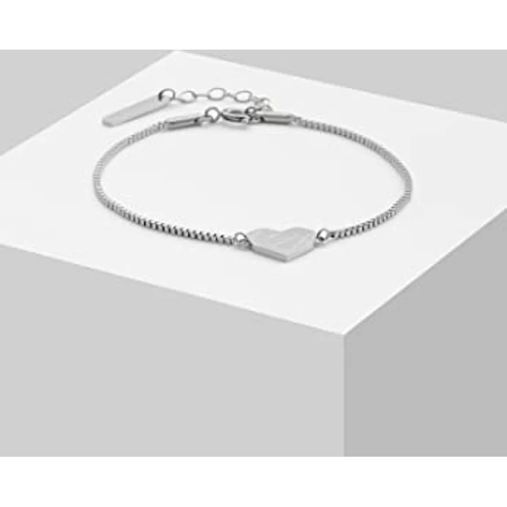 LIEBESKIND Damen Armband Herz, Edelstahl Silber, 20 cm, Venezianerkette mit Karabinerverschluss – Bild 2