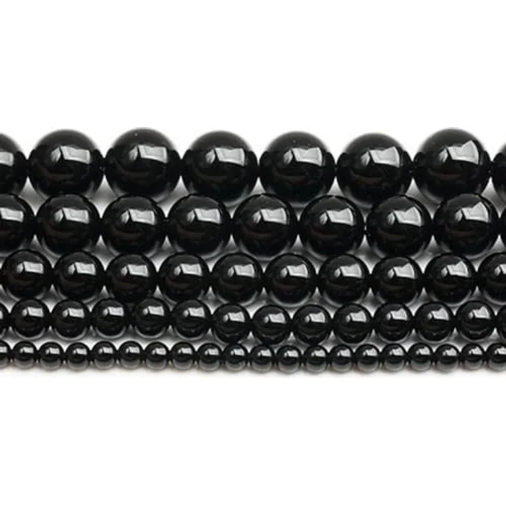 SKYBEADS Natur Schwarz Onyx 12mm Edelsteinperlen, 38cm Strang mit ca. 30 Stück zum Auffädeln – Bild 5