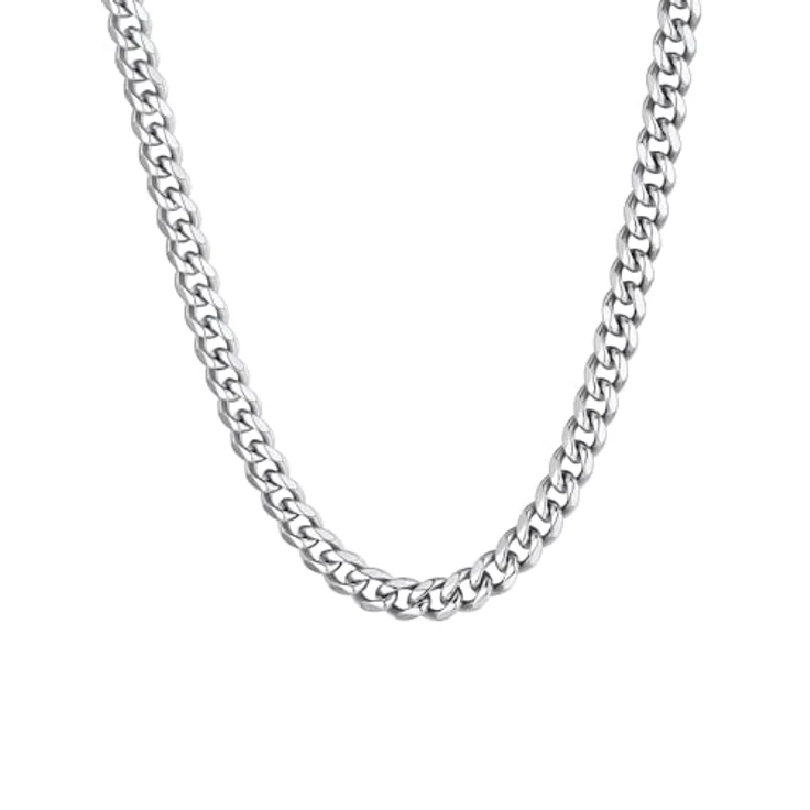ChainsHouse Edelstahl Panzerkette 71cm, Herren Gliederkette 6mm, robuste Kubanische Halskette in Silber, antiallergen und rostfrei – Bild 1