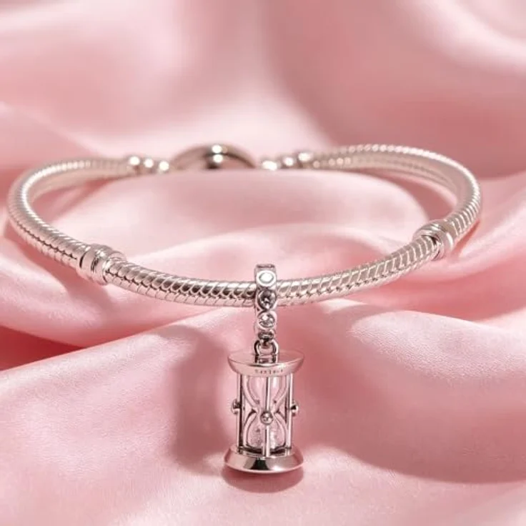 WEIMU Golden Charms 925 Sterling Silber Charm für Armband & Halskette, hypoallergen, Sandstreifen, 1,3 g, 8,8 mm x 4,6 mm – Bild 3