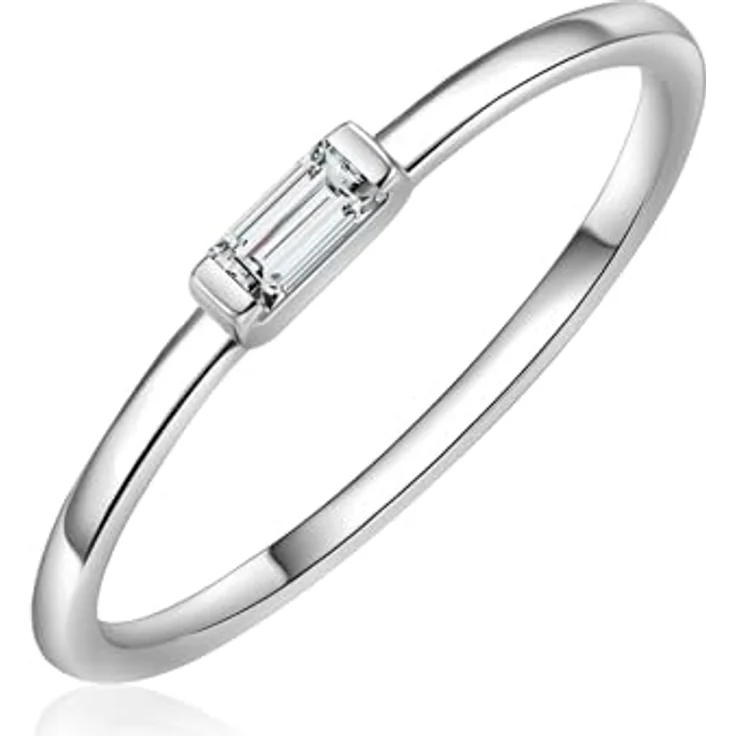 GLANZSTÜCKE MÜNCHEN Damen-Ring 925 Sterling Silber mit Zirkonia, modernes 3D-Bar-Design, rhodiniert, in Schmuckbox – Bild 2