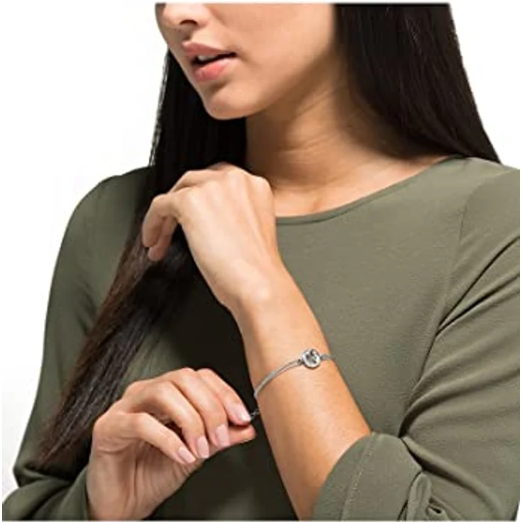 JETTE Damen-Armband DOT, 925er Silber rhodiniert mit 13 Zirkonia, One Size, 17 cm + 3 cm Verlängerung – Bild 2