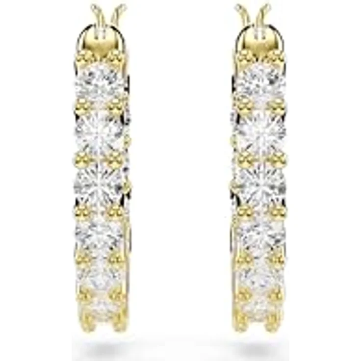 Swarovski Matrix Vittore Kreolen, Vergoldete Ohrringe mit Weißen Swarovski Zirkonia, Größe: 1.5 x 0.2 cm – Bild 2