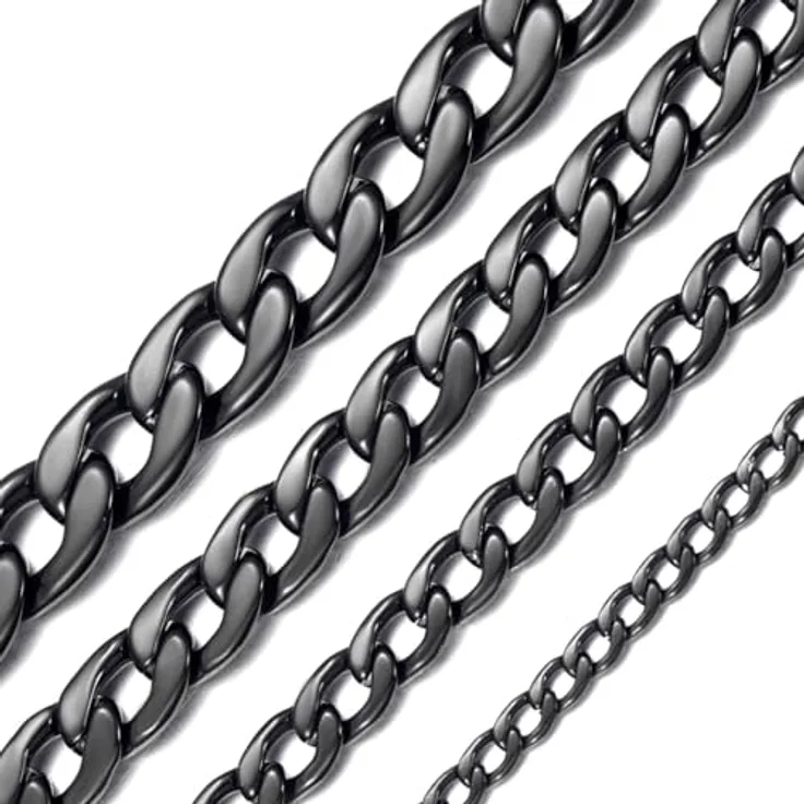 ChainsHouse Choker Damen Edelstahl Panzerkette 5mm, 36cm lange schwarze Gliederkette ohne Anhänger, Halsschmuck für Kinder und Mädchen