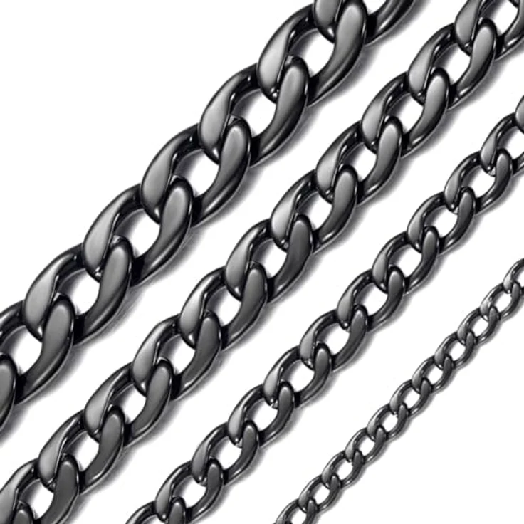 ChainsHouse Choker Damen Edelstahl Panzerkette 5mm, 36cm lange schwarze Gliederkette ohne Anhänger, Halsschmuck für Kinder und Mädchen – Bild 1
