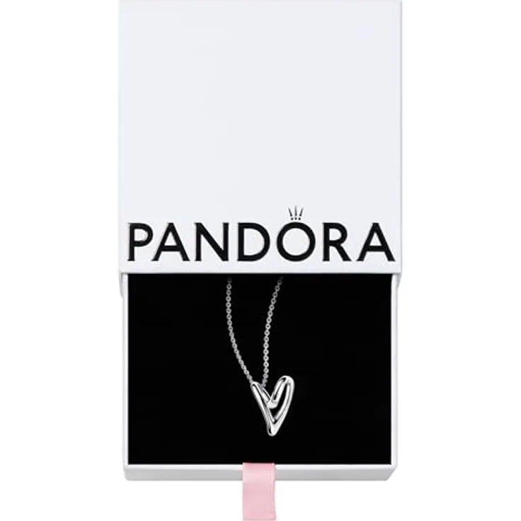 PANDORA Essence Organisch Geformtes Herz Anhänger-Halskette, Sterling Silber, Größe 70cm, verstellbar