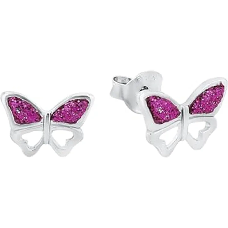 Amor Ohrstecker 925 Sterling Silber, Schmetterlings-Design, 0,7 cm, für Mädchen, im Schmuck Geschenk Box, 2021289