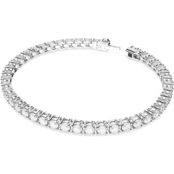 Swarovski Matrix Tennis Armband, Rundschliff, weiß, rhodiniert, klassisches Damen-Schmuckstück mit klaren Kristallen – Bild 2
