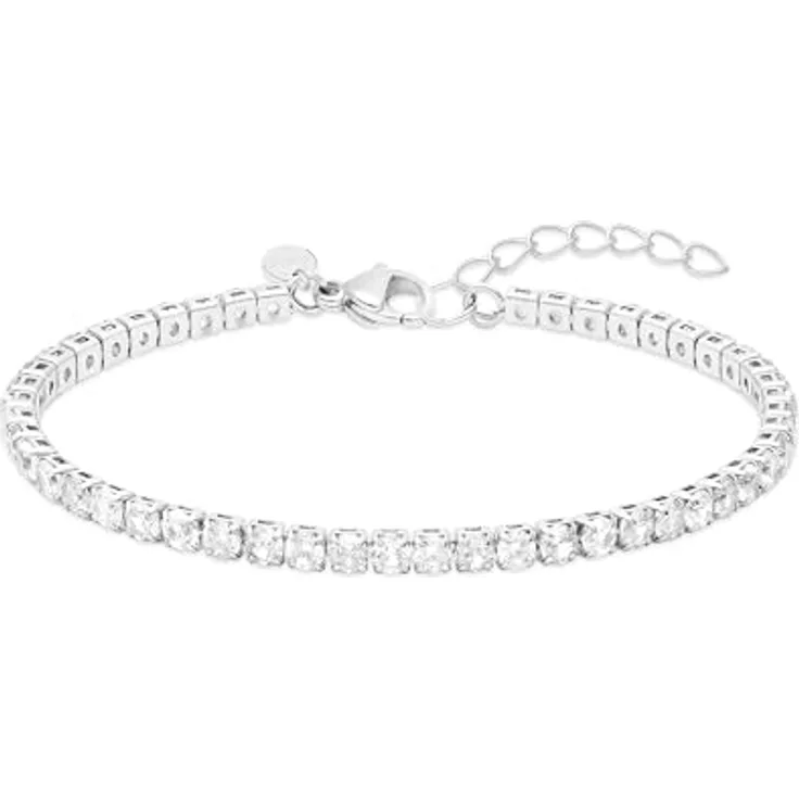 s.Oliver Bracelet, elegantes Armband aus poliertem Edelstahl, silber, verstellbare Tenniskette bis 20 cm, wasserfest & hautfreundlich