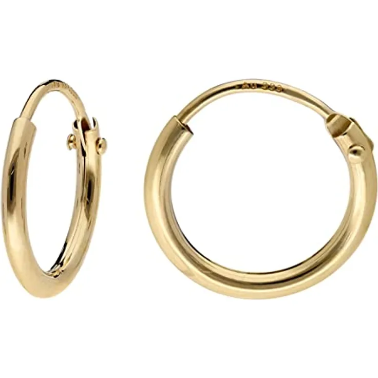 trendor Damen-Ohrringe Gold 333 / 8K Creolen, 1,3 mm Breite, Ø 11 mm, eleganter Schmuck aus Echtgold, klassisches Design, Geschenkidee in Schmuck-Box