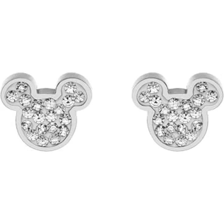Disney Mädchen-Ohrstecker aus Edelstahl mit Kristallen, One Size, Weiß