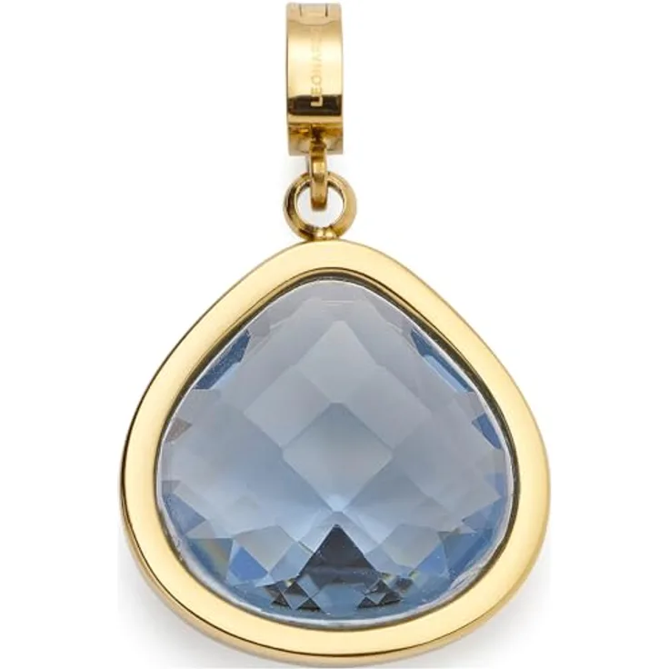 JEWELS BY LEONARDO Anhänger Clip & Mix Juvinga, Ketten-Anhänger aus goldfarbenem Edelstahl mit blauem Glasstein in abgerundeter Dreiecksform, 024425