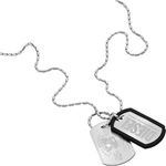 Diesel Herrenkette Font Dog Tag aus Edelstahl, gebürstet, Silberfarben, DX1553040