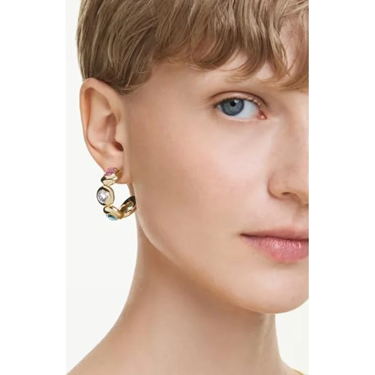 Swarovski Gema Creolen, vergoldet, mehrfarbig, 3.1 x 1.3 cm, Kristalle – Bild 2