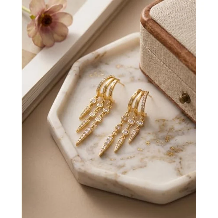 MUMREUES Ohrringe Gold Damen Hängend, 14K vergoldete Ohrhänger mit Zirkonia, hypoallergen, elegantes Design – Bild 5