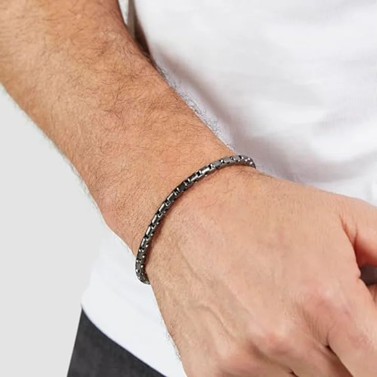 s.Oliver Herren Schmuck Set – Venezianerkette und mattiertes Edelstahl-Armband in Gun, klassisch und zeitlos, perfekte Geschenkidee – Bild 4