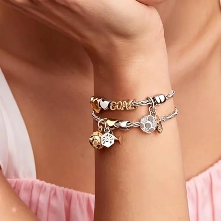 WEIMU Golden Charms 925 Sterling Silber Fußball Charm für Armband & Halskette, hypoallergen, 1,3 g, 8,8 mm × 4,6 mm – Bild 4