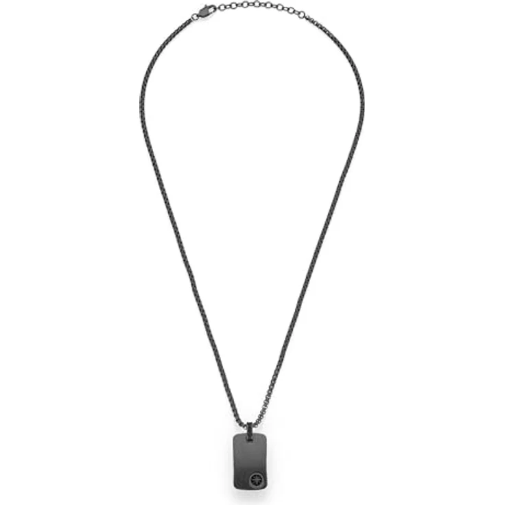 s.Oliver Herren Necklace - Mattierte Edelstahl Halskette mit Taganhänger, IP Gun, Panzerkette, verstellbar bis 60 cm, wasserfest & hautfreundlich – Bild 2
