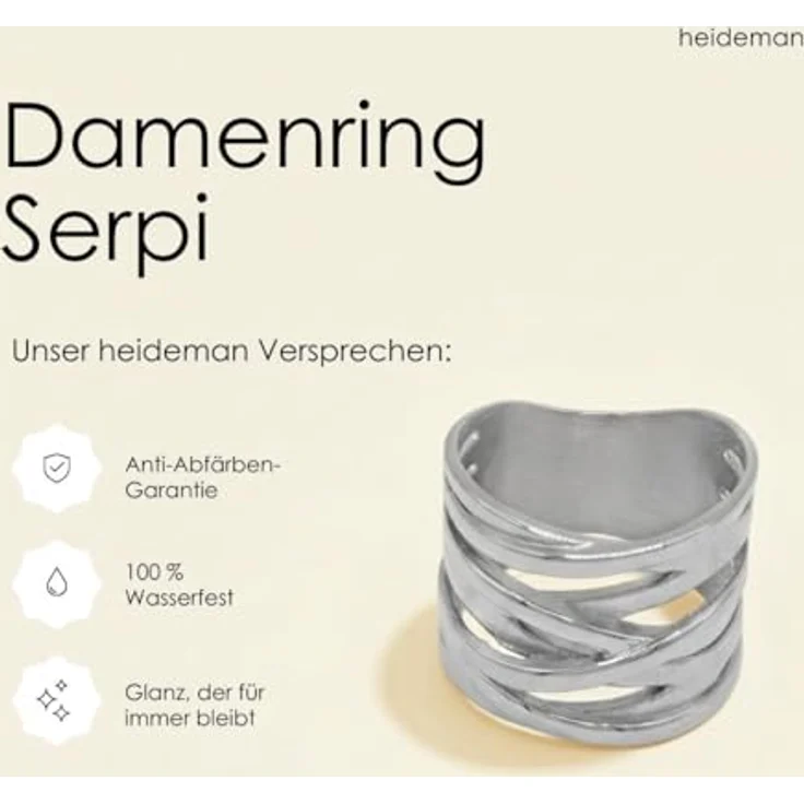 Heideman Serpi Ring Damen, polierter Edelstahl in Silber, eleganter Damenring ohne Stein – Bild 4