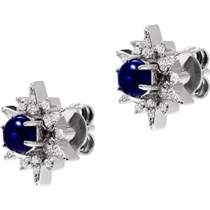 Emporio Armani Damen Ohrringe aus Edelstahl und Halbedelsteinen mit Push-Back-Verschluss, Dunkelblau – Bild 1