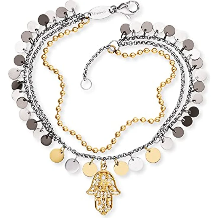 Engelsrufer Damen Armband & Fußkettchen Hand Fatima, Edelstahl Bicolor, verstellbar 17-19 cm, nickelfrei, Schutzsymbol – Bild 1