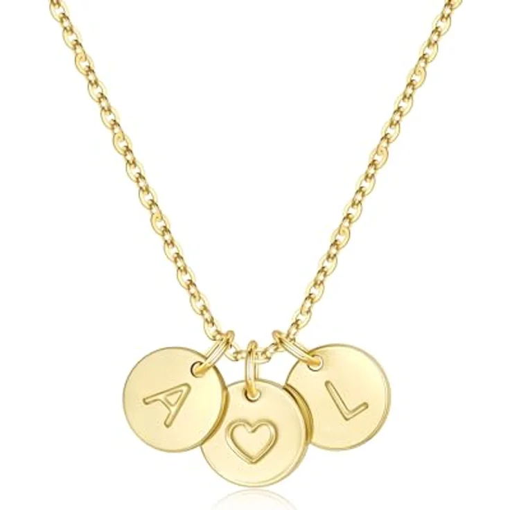 TINGN Zwei Buchstaben Herz Halskette Damen, 14K goldvergoldet, personalisierbare Monogramm Kette mit L und A, 45 cm mit Verlängerung, perfektes Geschenk für Frauen und Mädchen – Bild 1