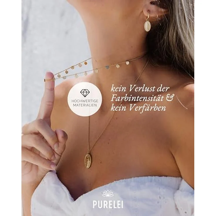 Purelei Malihini Kette (Gold), Verstellbare Damen Halskette 35-40 cm, Wasserfest & Langlebig aus Edelstahl, Elegante Kette mit geprägten Coins im orientalischem Flair – Bild 5