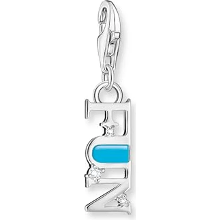 THOMAS SABO Charm-Anhänger Fun, 925er Sterlingsilber mit weißen Steinen, Kaltemail, Karabinerhakenverschluss
