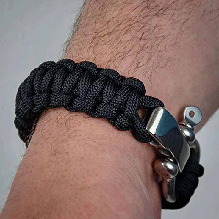 DonDon Herren Survivalarmband Paracord Outdoor Armband, geflochten, rot, Edelstahlverschluss, längenverstellbar, 2,5 m Seil entflochten – Bild 5