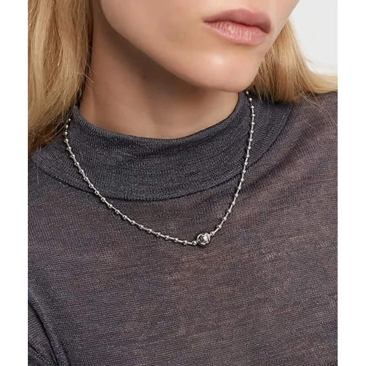 Liebeskind Berlin Damen Halskette LJ-1712-N-45, Edelstahl in IP Rhodium, 42 cm Kugelkette mit Karabinerverschluss – Bild 4