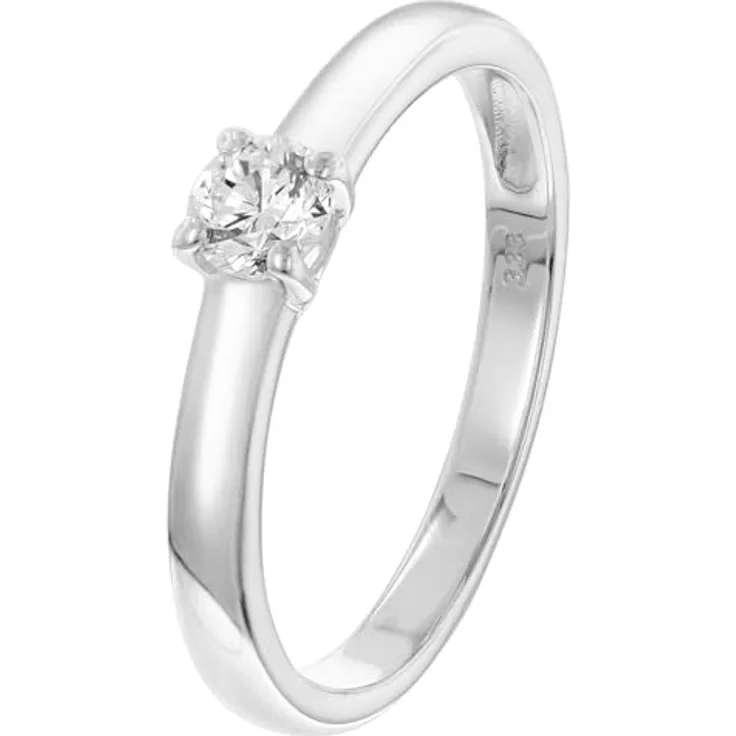GLIZZ Damenring GL1054-54, Lab Grown Diamant 0,25 ct, Weißgold 333/8K, Ringgröße 54/17,2, polierte Oberfläche
