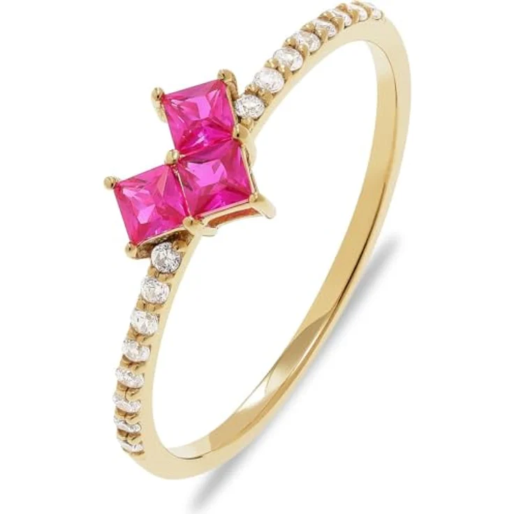 CHRIST Damen-Ring 925er Silber, recycelte Zirkonia 50, Gelbgold 32027220 – Bild 1