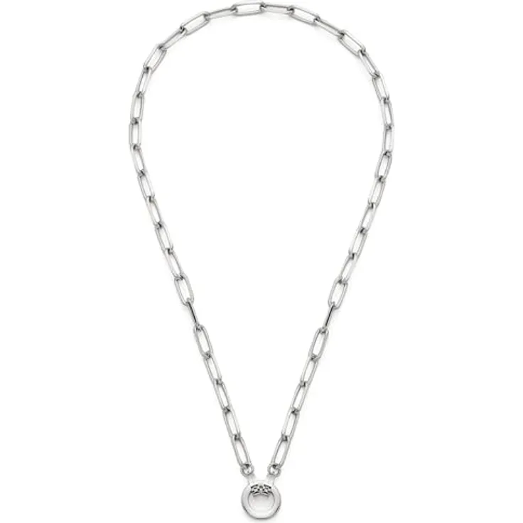 LEONARDO HOME Clip & Mix Estrella Halskette, Paperclip-Kette aus silbernem Edelstahl im Chunky-Look, 45 cm, Damen Schmuck, Geschenkidee, 019746