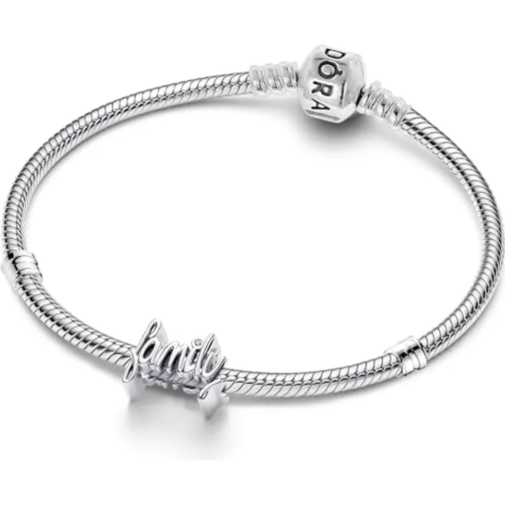 PANDORA Starter-Set Damenarmband 925 Silber, robustes Armband mit family Charm und Zirkonia, 21 cm