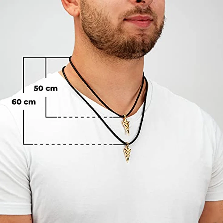 SERASAR Lederkette Herren, 50 cm goldene Halskette aus Echtleder mit Edelstahl-Anhänger, Schmuckschatulle als Geschenk – Bild 4