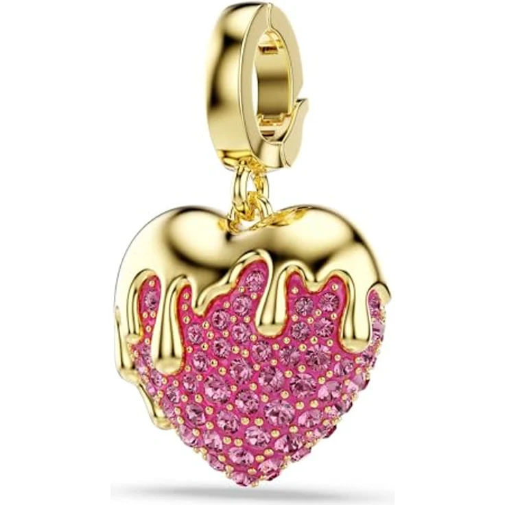 Swarovski Idyllia Charm, Herz in Rosa mit Rundschliff, 18K Goldbeschichtung und klaren Kristallen – Bild 2